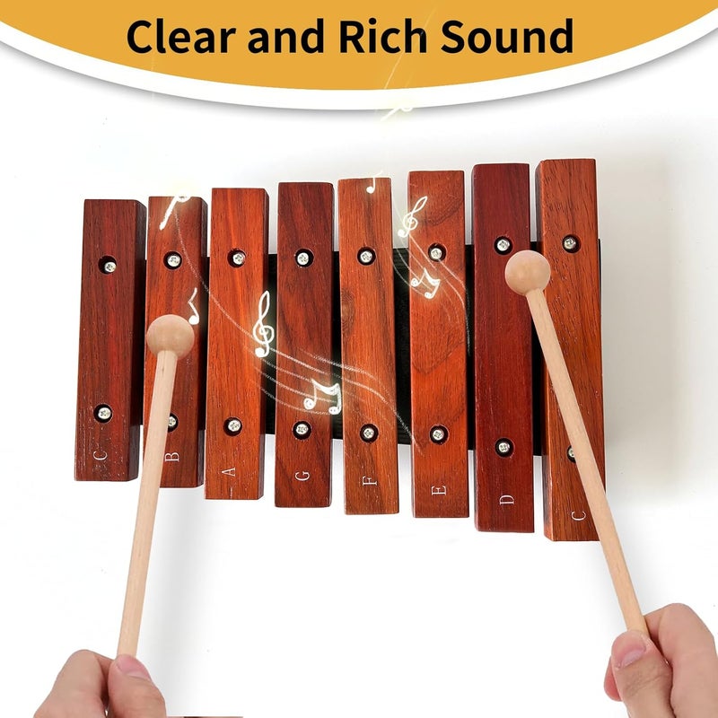 summvox 8 Notes Wooden Xylophone with 2 Wooden Mallets,Wooden Glockenspiel,Birthday Gift,Music Tools,Perfect for Beginners (Simple packaging,Environmental priority) - Image 4